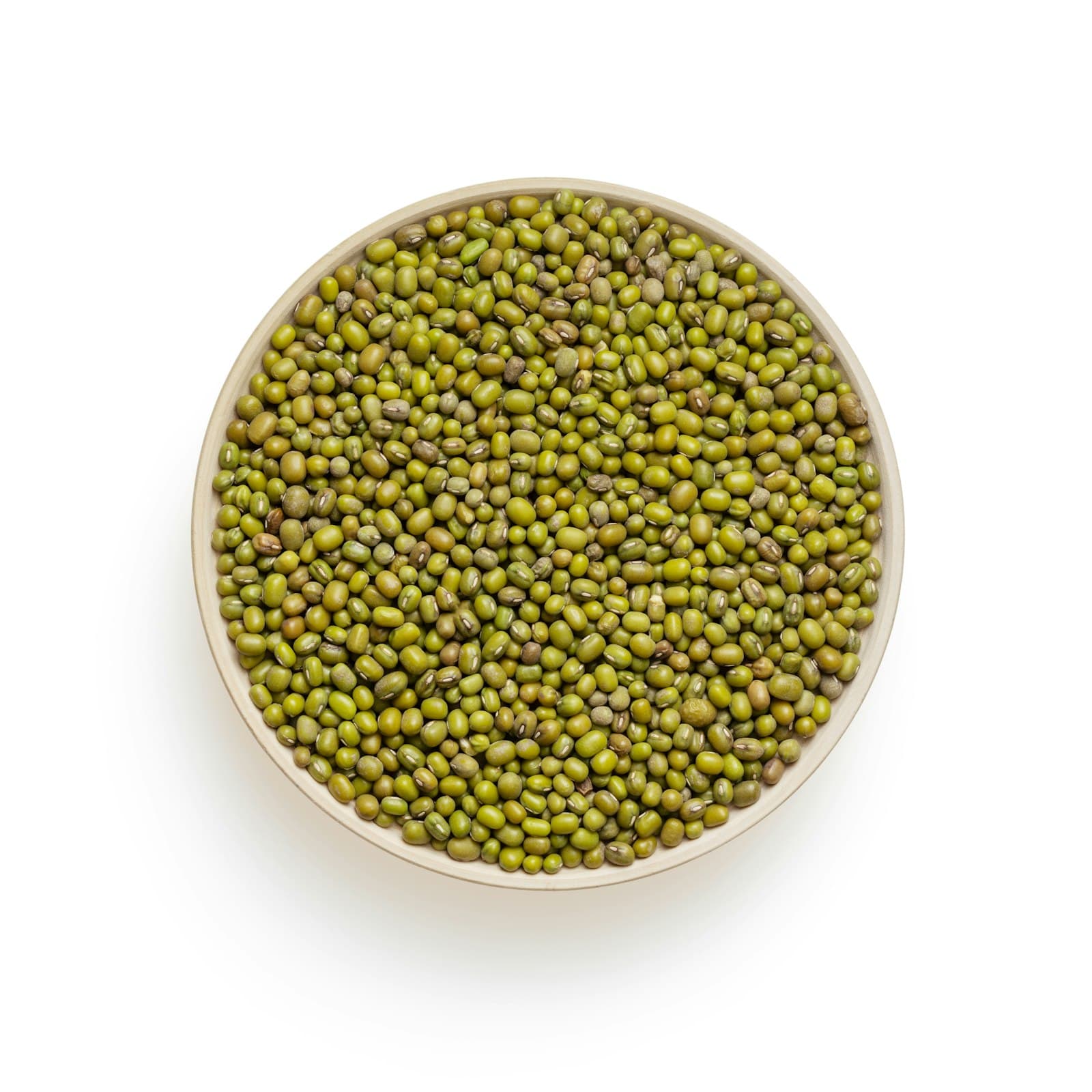 A bowl of whole green mung beans